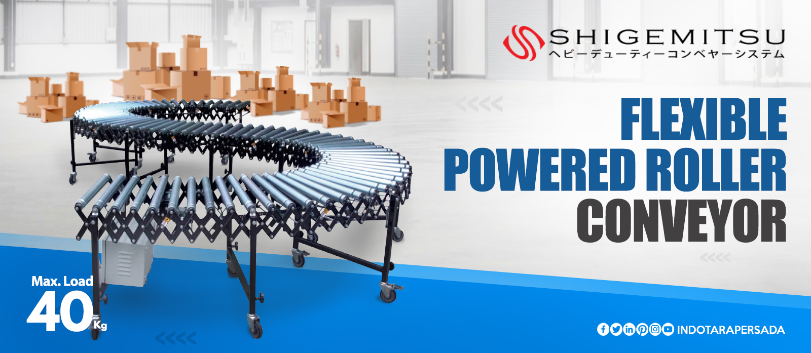 Jual Shigemitsu Flexible Powered Roller Conveyor, Harga Flexible Powered Roller Conveyor, Jual Flexible Powered Roller Conveyor Dengan Harga Murah